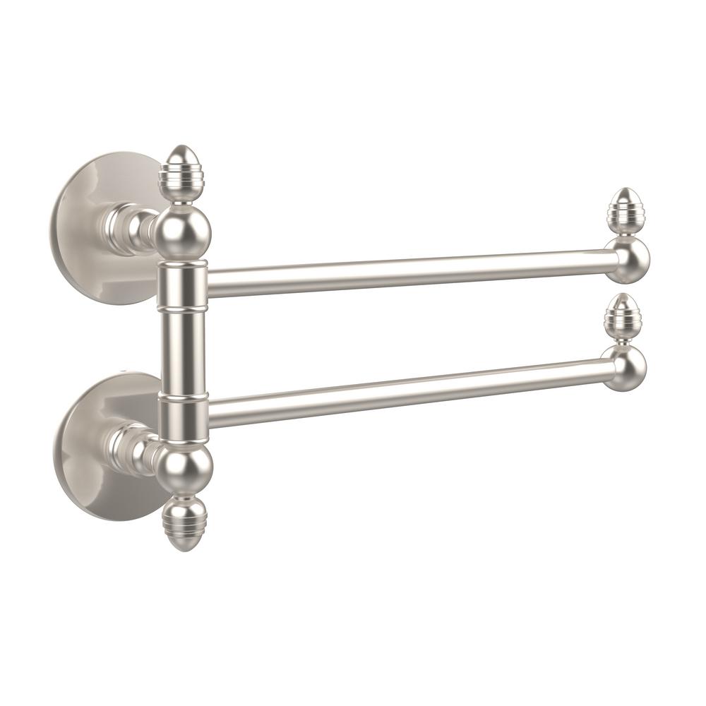 Allied Brass Prestige Skyline Collection 2 Swing Arm Towel Rail In Satin Nickel