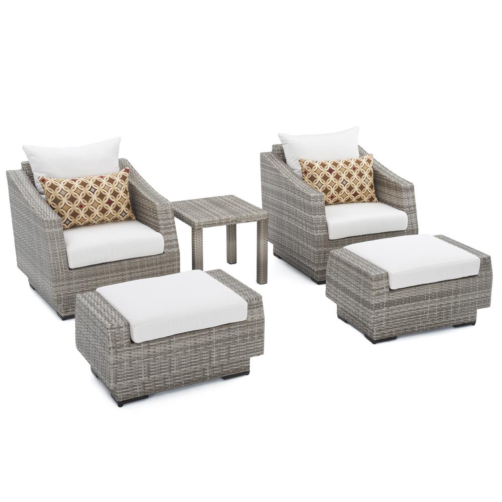 Rst Brands Cannes 5 Piece Wicker Patio Club Chair And Ottoman Set