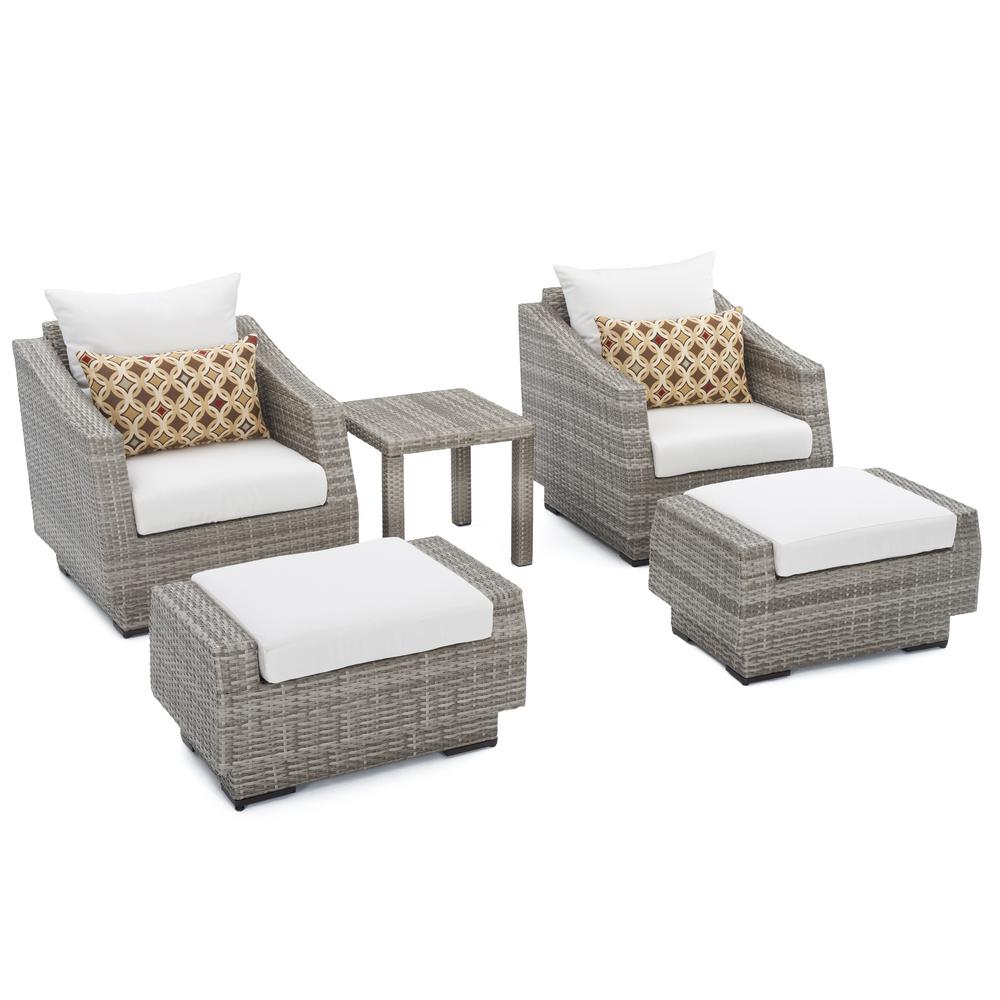 Rst Brands Cannes 5 Piece Wicker Patio Club Chair And Ottoman Set With Moroccan Cream Cushions Op Peclb5 Cns Mor K The Home Depot