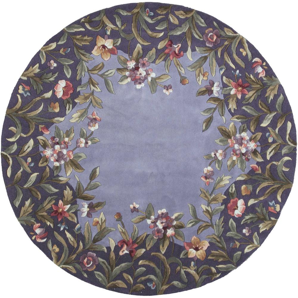 Homeroots Bernadette Lavender 5 Ft Round Wool Area Rug 349731 The Home Depot