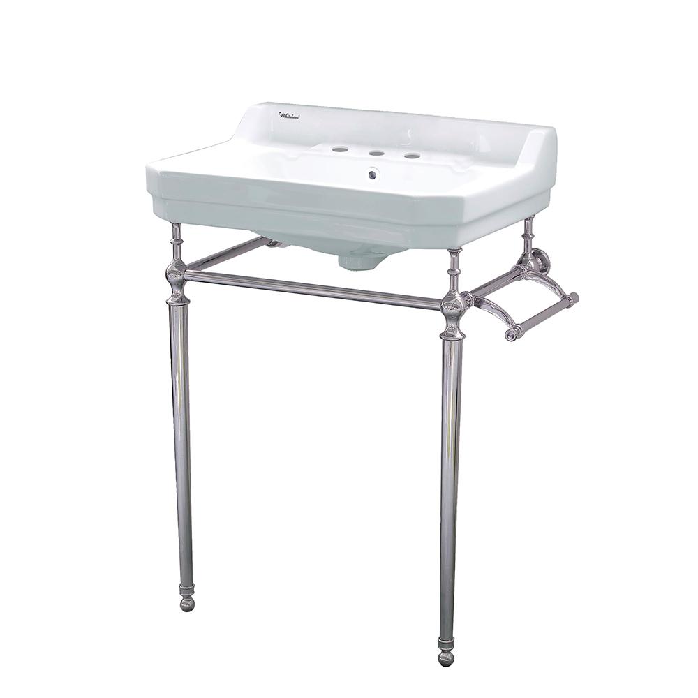 Whitehaus Collection Victoriahaus Console Table Combo In White With Whitehaus Collection Victoriahaus Console Table Combo In White With Metal Legs Polished Nickel