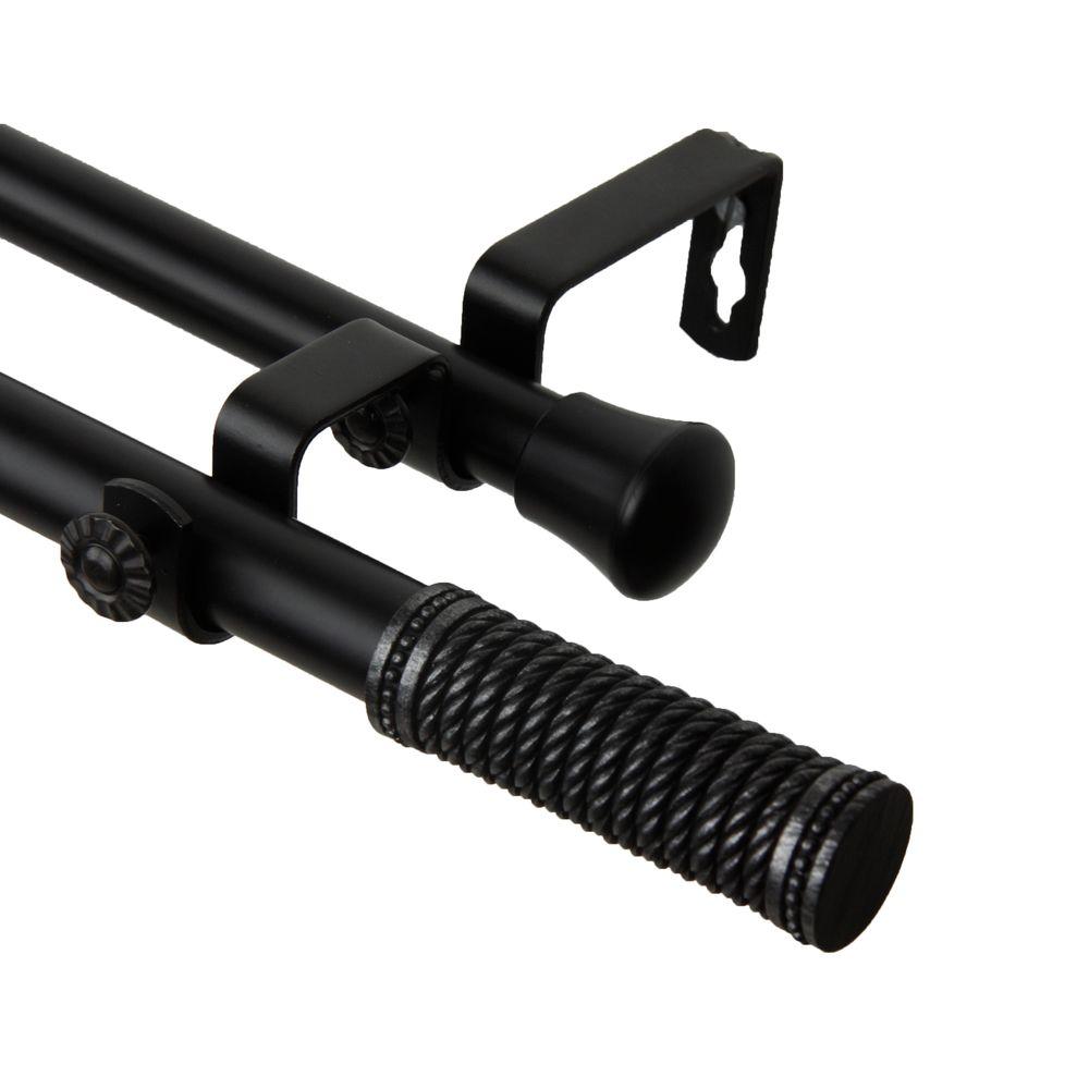 Rod Desyne 66 In 120 In Threaded Double Curtain Rod In Black