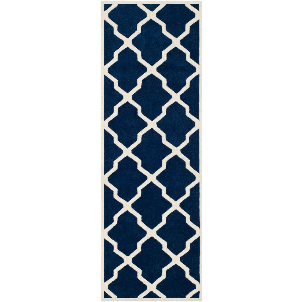 Safavieh Chatham Dark Blue/Ivory 2 ft. 3 in. x 11 ft. RunnerCHT735C