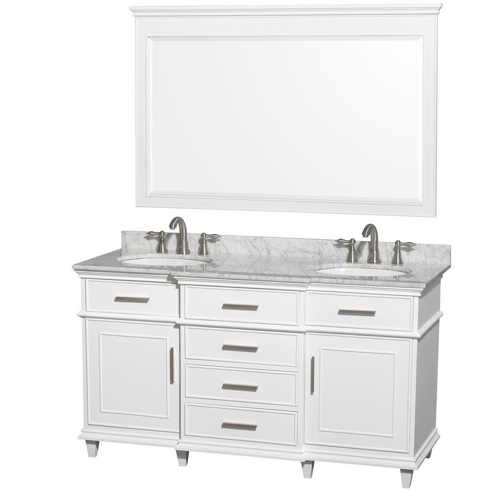 Wyndham Collection Berkeley 60 in. Double Vanity in White with 