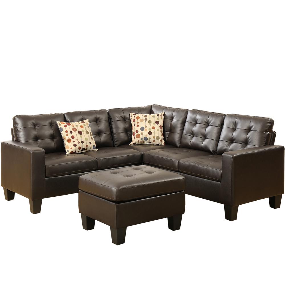Venetian Worldwide Milan 4 Piece Espresso Faux Leather 6 Seater L Shaped Modular Sectional Sofa With Ottoman Vene F6934 The Home Depot - Milan Leather Sofa Venetian Worldwide Milan 4 Piece Espresso Faux Leather 6 Seater L Shaped Modular Sectional Sofa With Ottoman Vene F6934 The Home Depot - Milan Leather Sofa