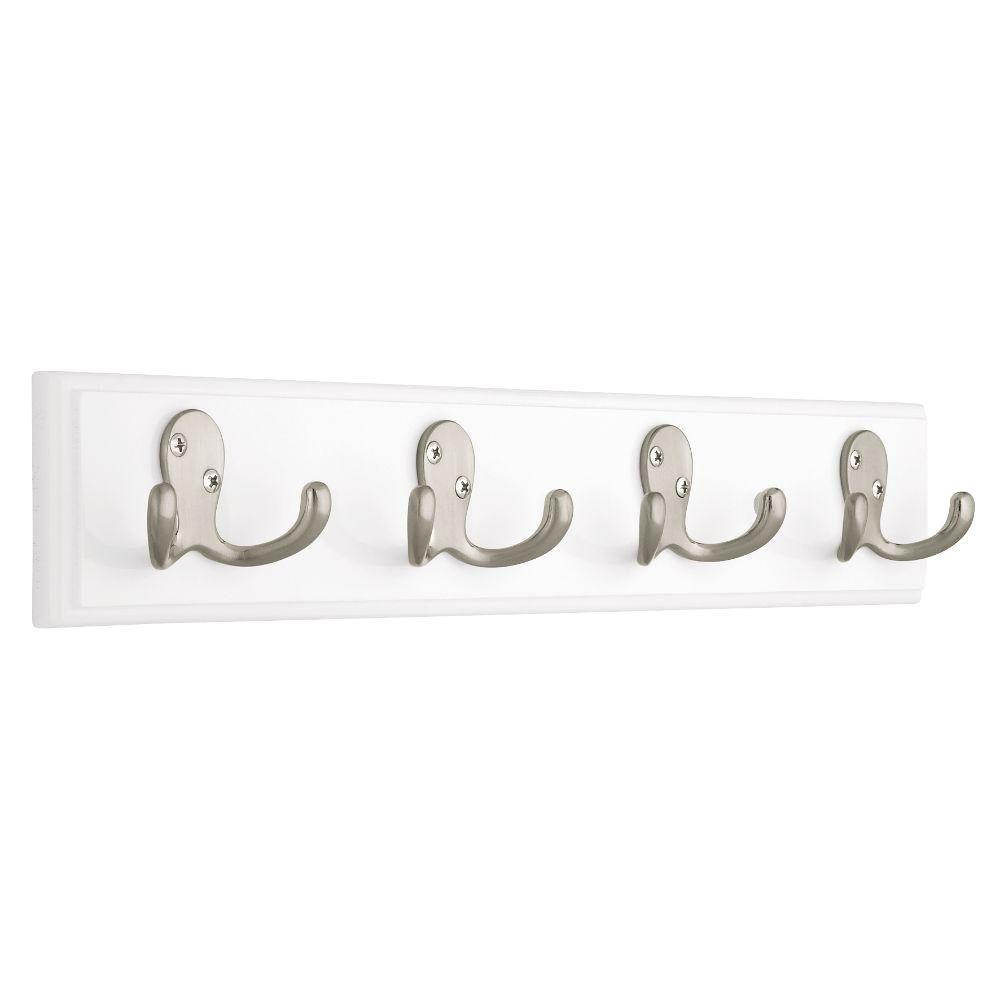 Liberty 16 in. White and Satin Nickel Hook Rack-139636 ...