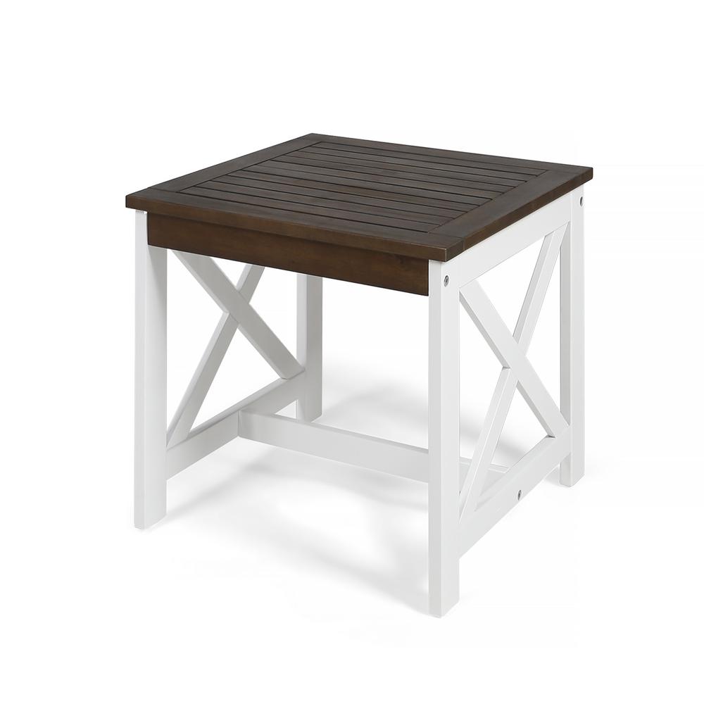 Hampton Bay Willow Glen Farmhouse Teak Wood Outdoor Patio Side Table