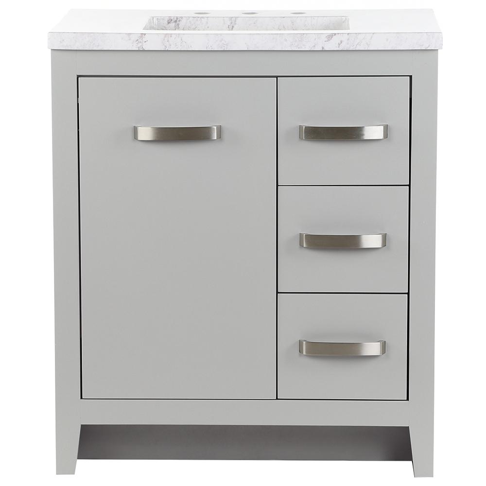 Home Decorators Collection Blakely 31 in. W x 19 in. D Bath Vanity in Sterling Gray with Stone Effects Vanity Top in Lunar with White Sink