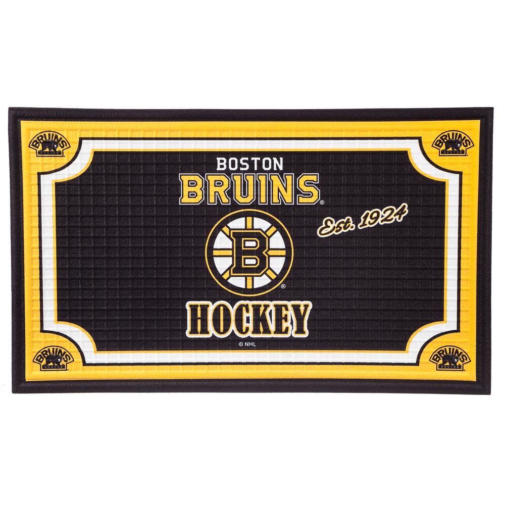 Evergreen Boston Bruins 18 In X 30 In Embossed Welcome Mat