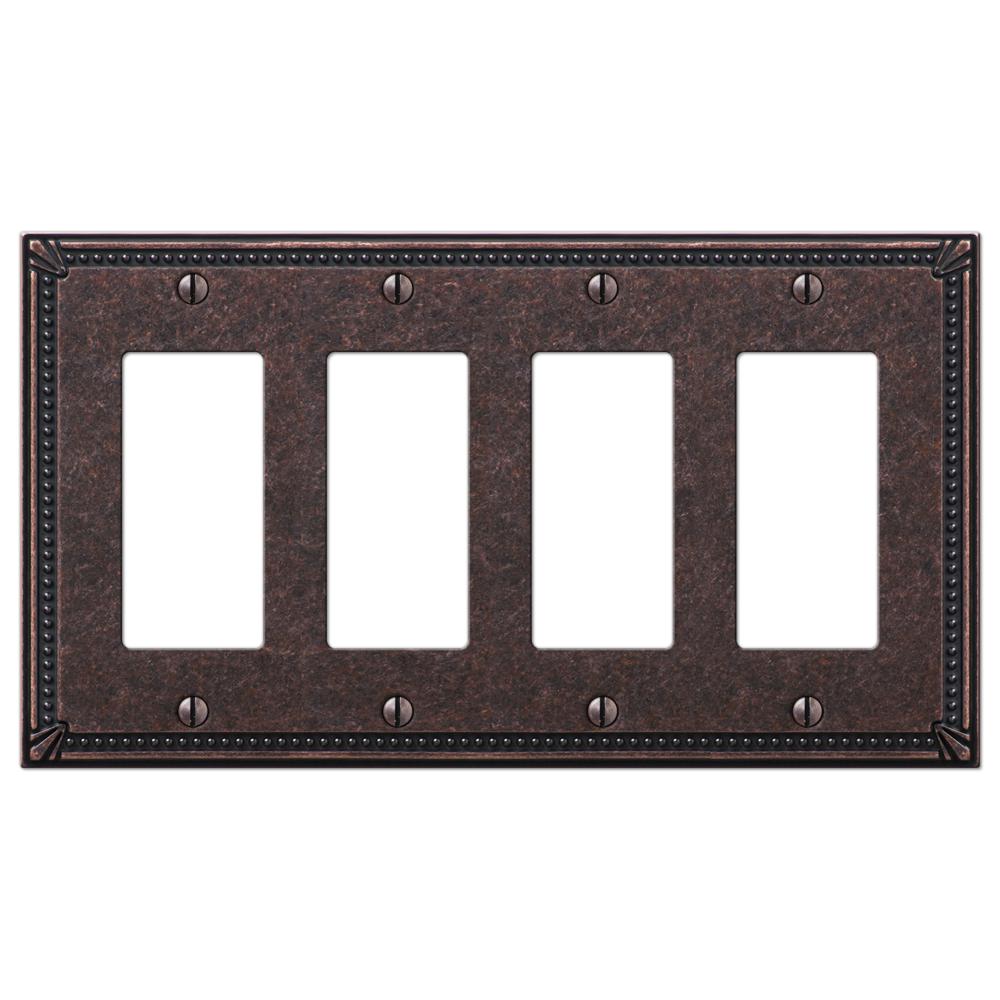 Amerelle Imperial Bead Tumbled 4 Decora Wall Plate Aged Bronze 74R4AZ   Bronze Amerelle Rocker Light Switch Plates 74r4az 64 1000 