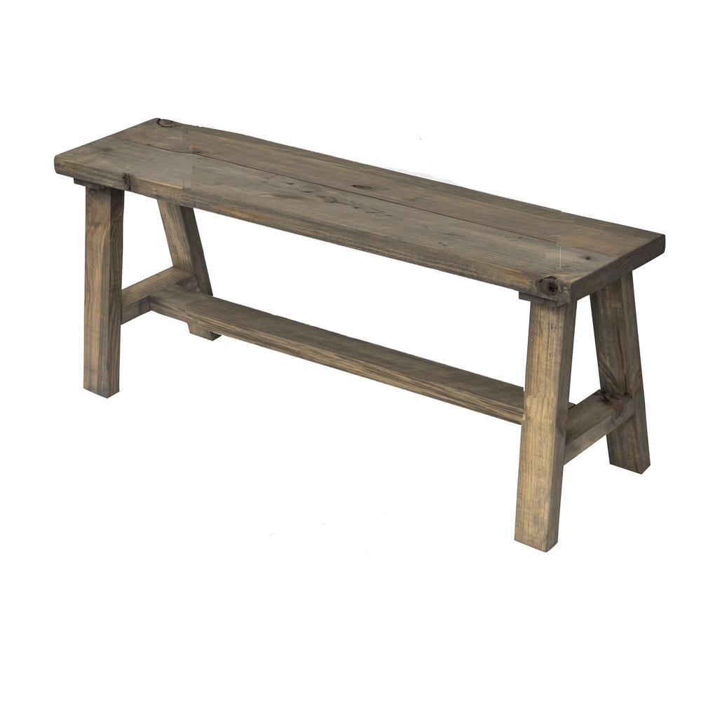 Del Hutson Designs Clic Dark Walnut Pine Wood Bench 20 5 In H Dark Walnut Pine Wood Bench