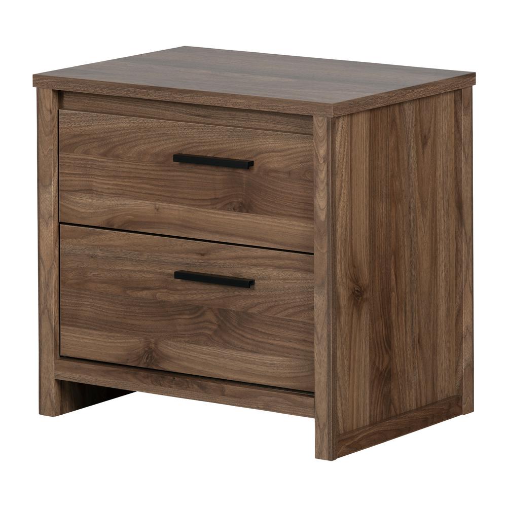 South Shore Tao 2 Drawer Natural Walnut Nightstand 11938 The Home Depot