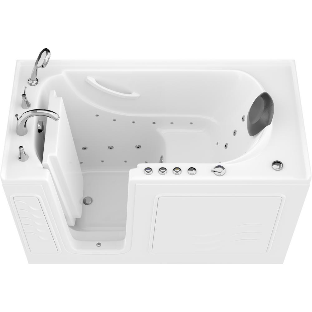 Universal Tubs Safe Premier 59 in. Left Drain Walk-in Air and Whirlpool Bathtub in White For Sale