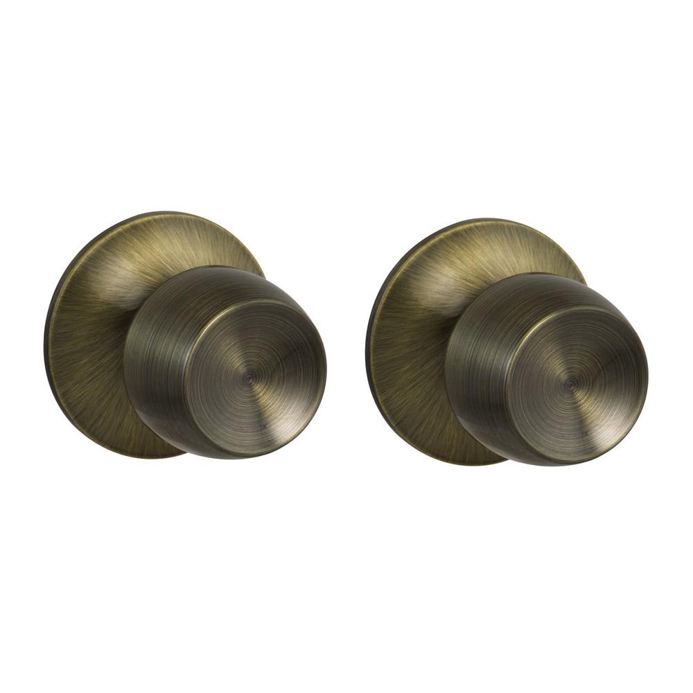 Brandywine Antique Brass Hall/Closet Value Door Knob (2Pack