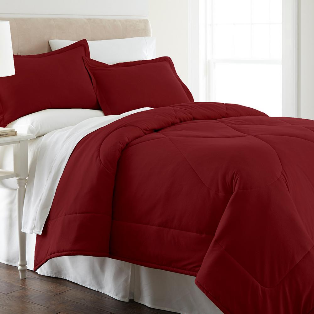 Micro Flannel Micro Flannel 4 Piece Wine Solid Queen Sheet Set Mfnssqnwne The Home Depot