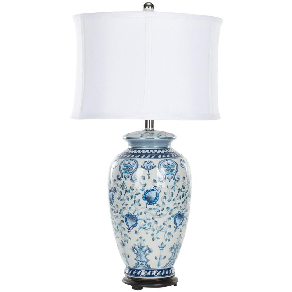blue and white bedside lamps