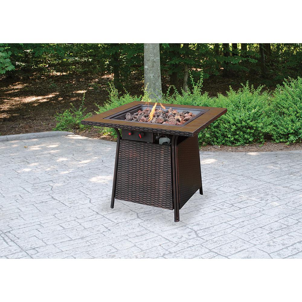 Uniflame 32 In W Bronze Faux Wicker Base Ceramic Tile Surround Lp