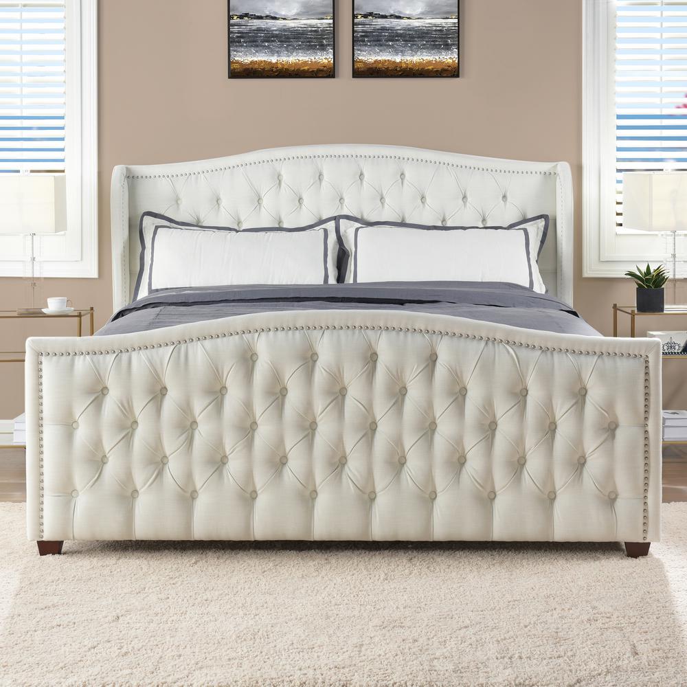 Jennifer Taylor Antique White King David Upholstered Bed 5203046902