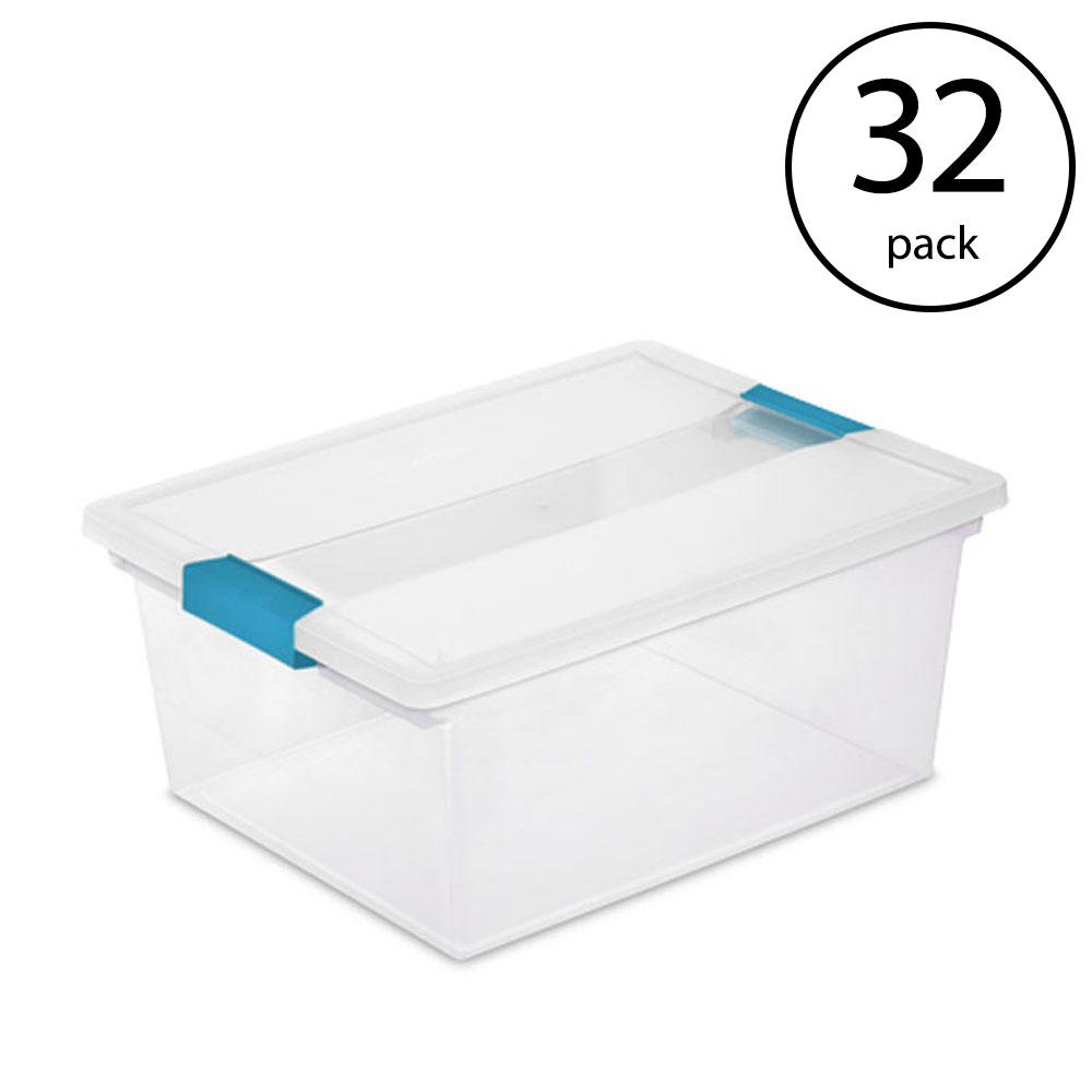 Sterilite 16 Qt. Deep Clip Box Clear Plastic Storage Tote Container