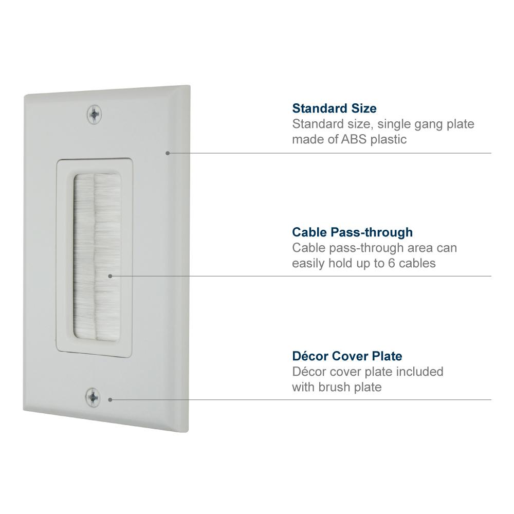 Commercial Electric 1 Gang Brush Plate White 5038 Wh The Home Depot - Wall Pass Through For Cables Commercial Electric 1 Gang Brush Plate White 5038 Wh The Home Depot - Wall Pass Through For Cables