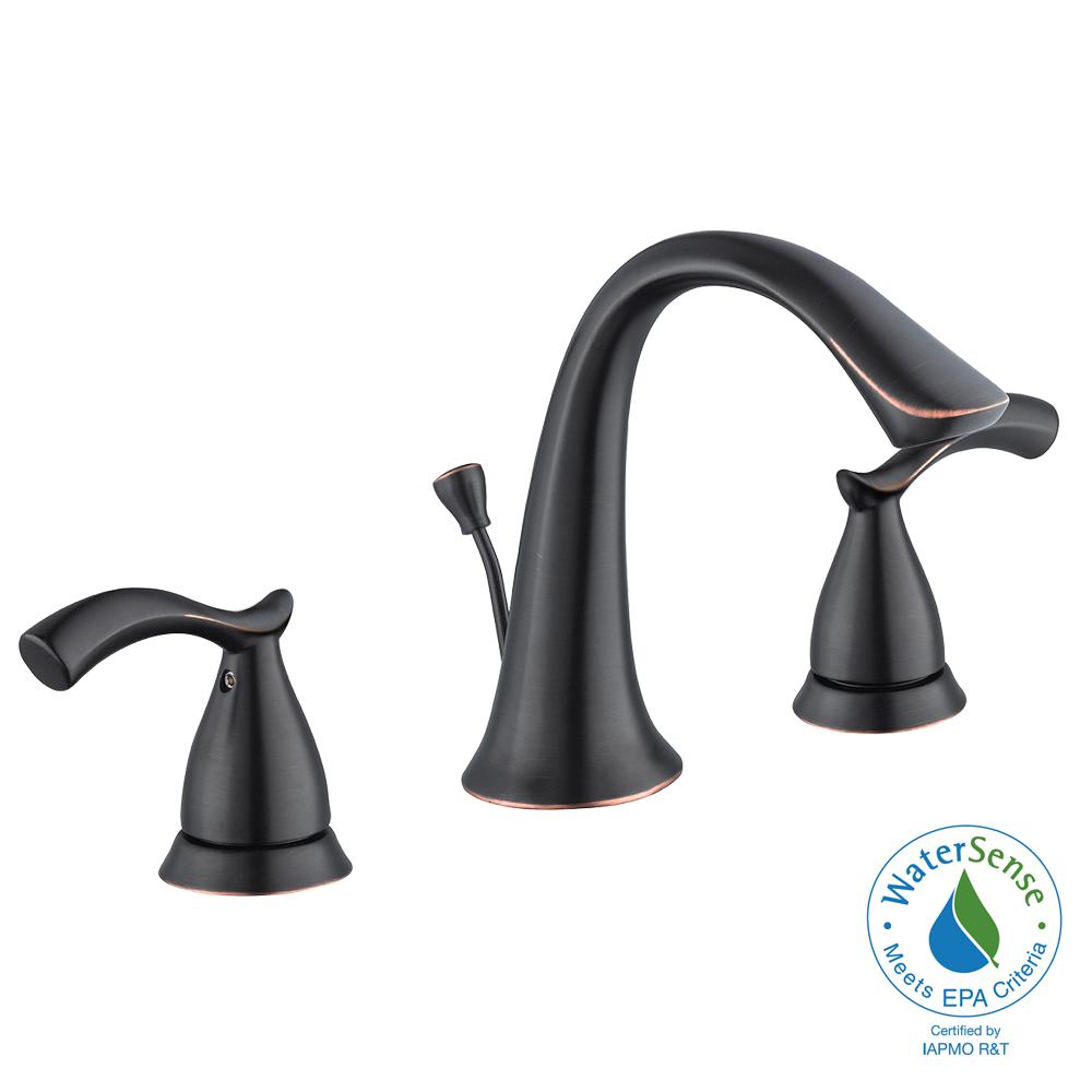 Glacier Bay Edgewood 8 In Widespread 2 Handle High Arc Bathroom Faucet   Bronze Glacier Bay Widespread Bathroom Sink Faucets Hd67392w 6027d 64 300 