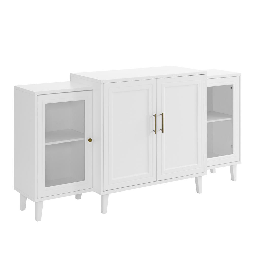 Welwick Designs 62 In White Tiered Modern Sideboard 4 Door Hd8368