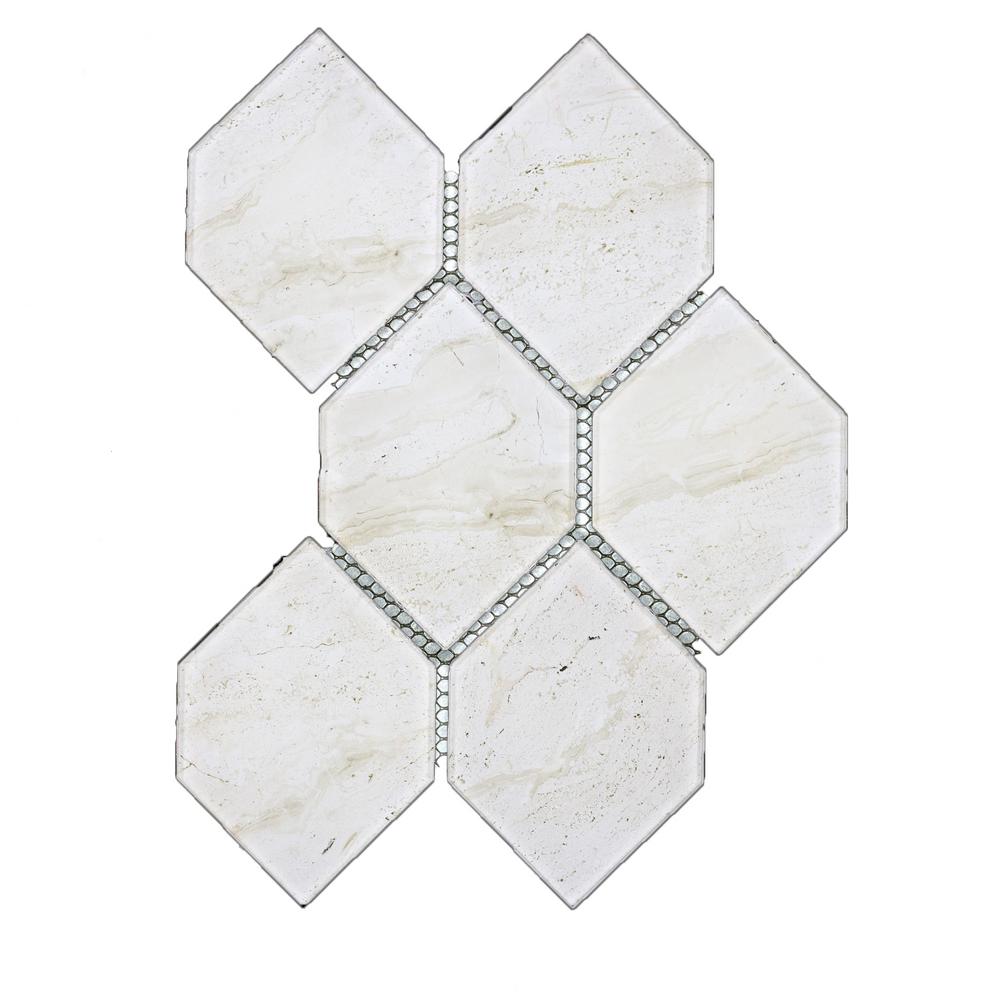 Abolos Crema Marfil Mosaic 4 X 5 Stone Look Glossy Glass Mesh Crema Marfil Mosaic 4 X 5 Stone Look Glossy Glass Mesh Mounted Decorative Bathroom Wall Backsplash Tile Sq Ft