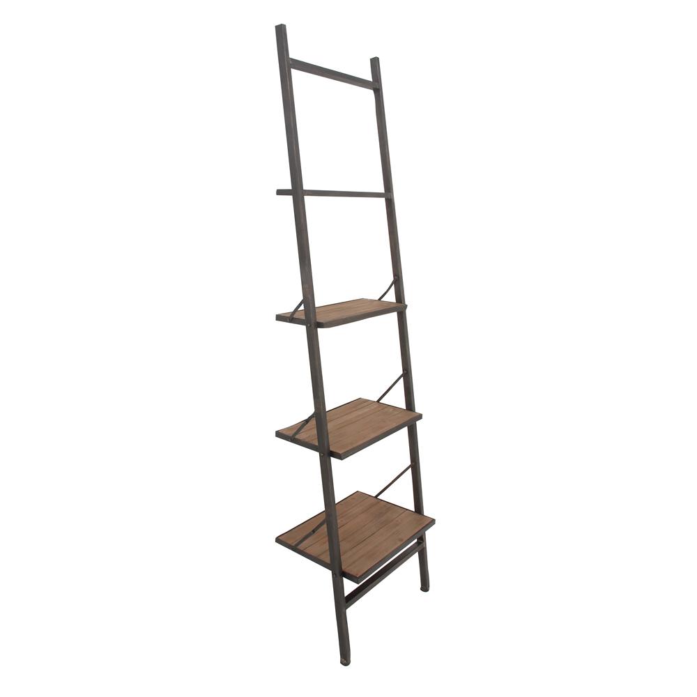Litton Lane 14 In L X 77 W Clic Wooden 3 Tier Leaning Shelf W Clic Wooden 3 Tier