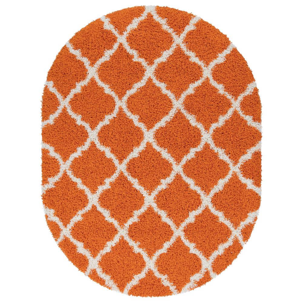 Ottomanson Ultimate Shaggy Contemporary Moroccan Trellis Design Orange