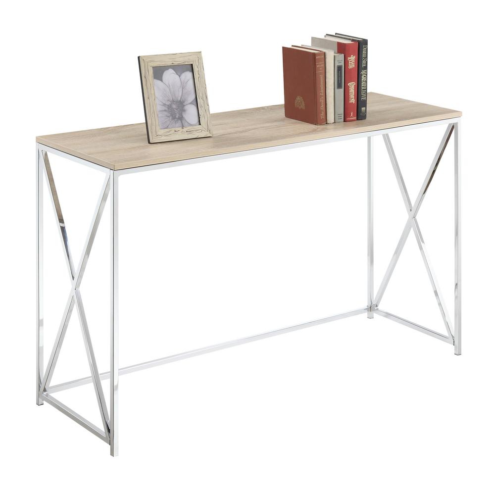 Convenience Concepts Belaire Chrome And Weathered White Console Convenience Concepts Belaire Chrome And