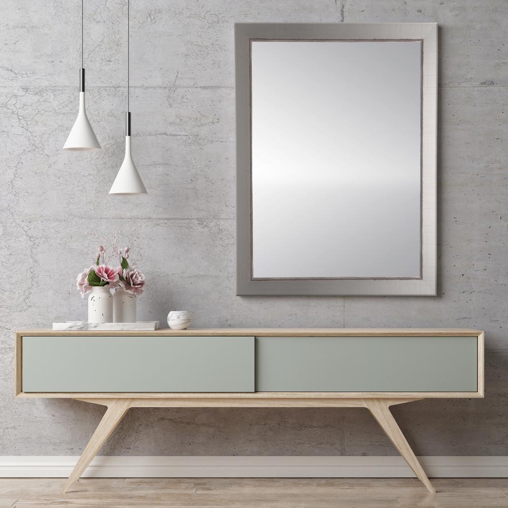 Aged Silver Lined Framed Mirror