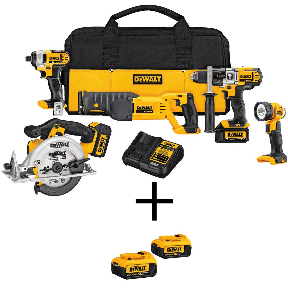 Dewalt 20 Volt Max Lithium Ion Cordless Combo Kit 9 Tool With 2 Batteries 2ah Charger And