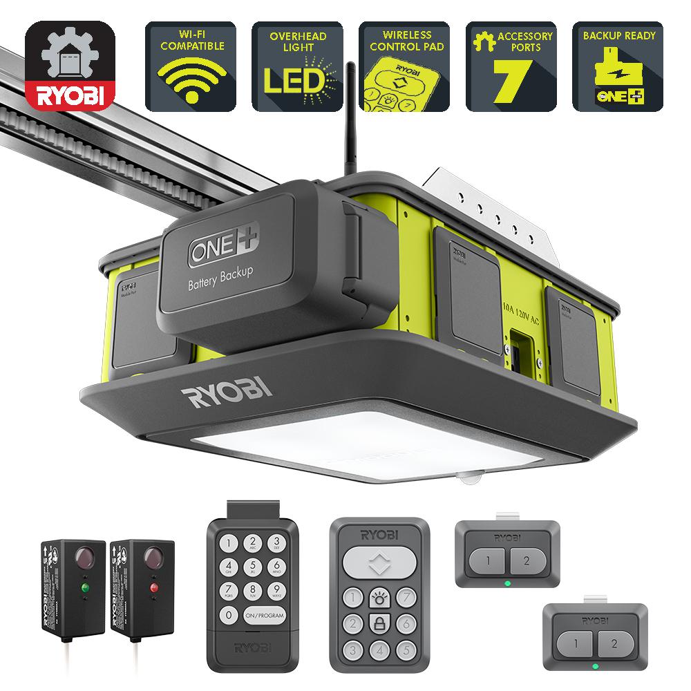 Ryobi Ultra Quiet 2 Hp Belt Drive Garage Door Opener W Battery