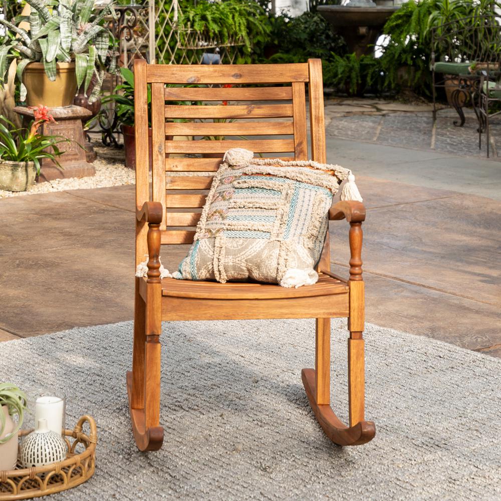 Walker Edison Furniture Company Boardwalk Brown Acacia Wood Outdoor Walker Edison Furniture Company Boardwalk Brown Acacia Wood Outdoor Rocking Chair