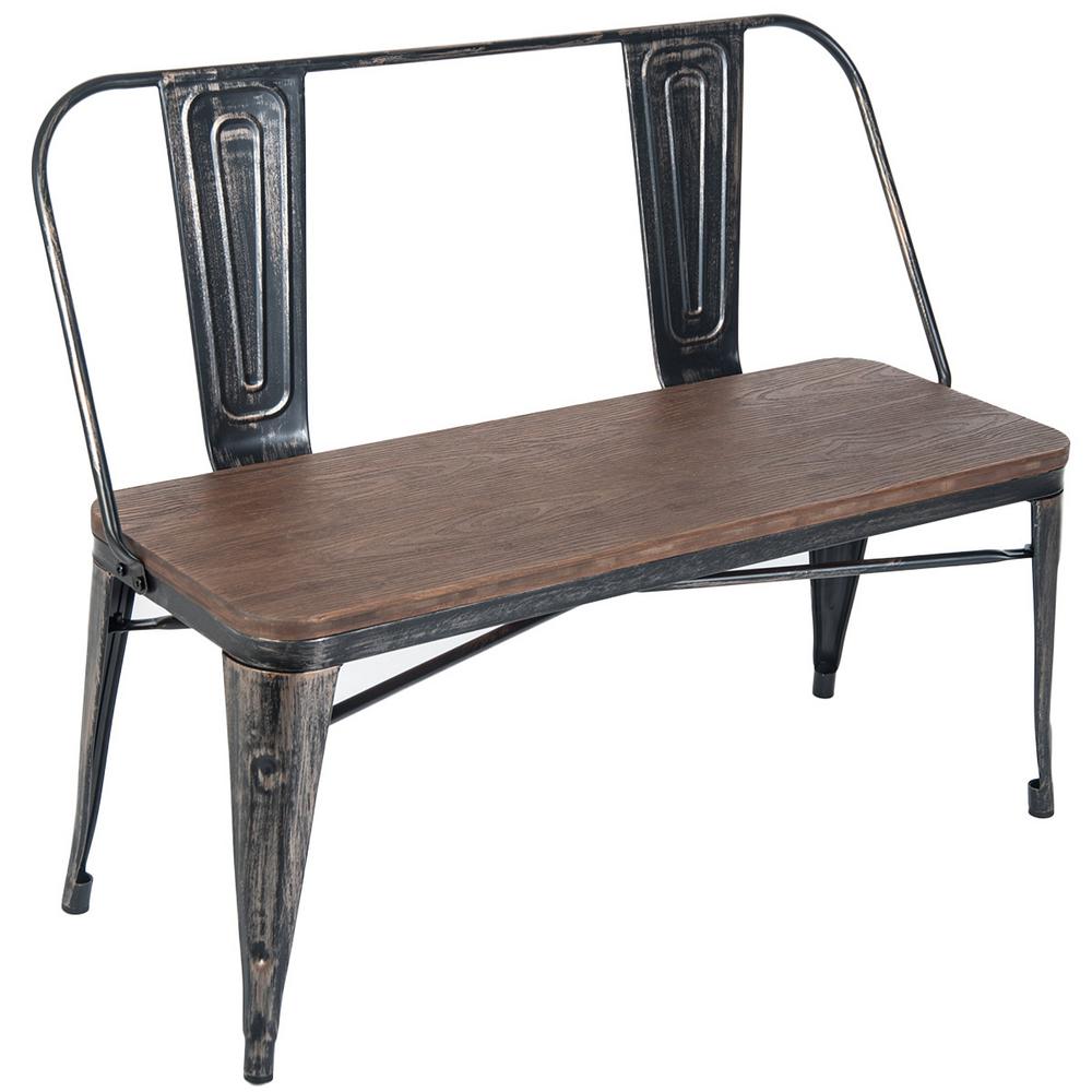 Harper & Bright Designs Black Rustic Vintage Style Distressed Dining Table Bench, Antique Black was $227.58 now $157.99 (31.0% off)