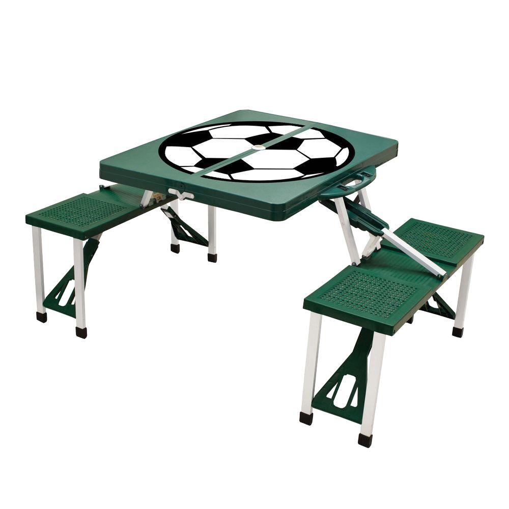Lifetime 57 In X 72 W Frame Folding Picnic Table 60030 The Hunter Green Sport Compact Patio Folding Picnic Table With Soccer Pattern