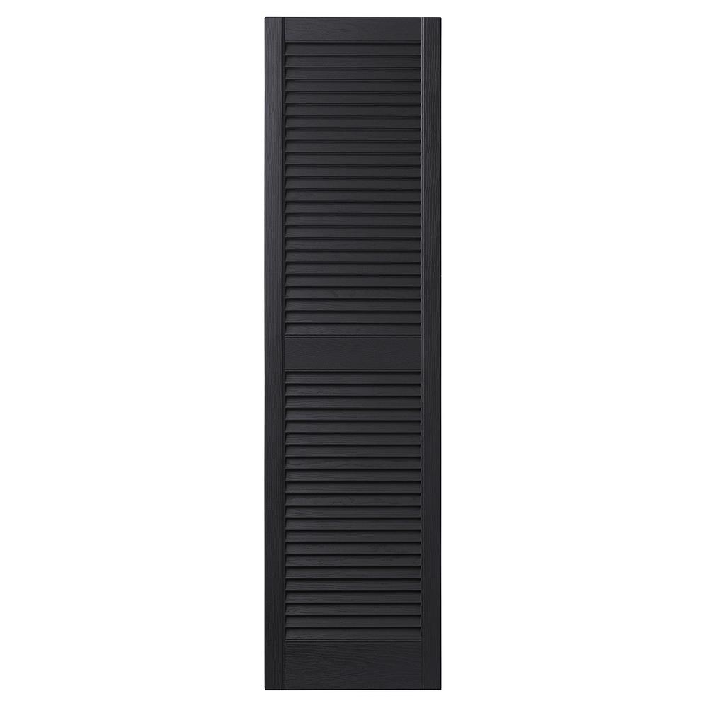 Ply Gem 15 in. x 63 in. Open Louvered Polypropylene Shutters Pair in Black