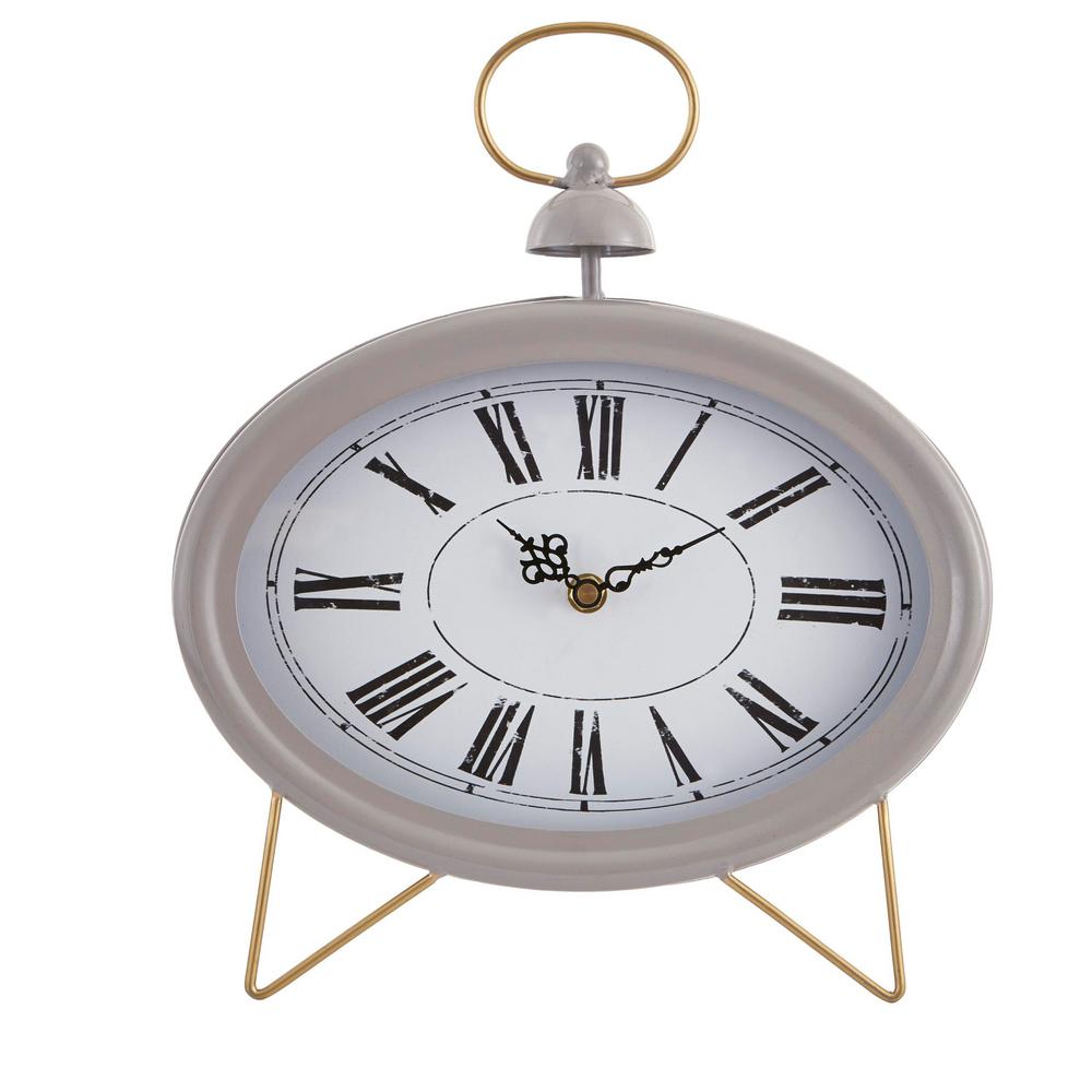 Winsome House Gray Oval Decorative Table Clock Whd519 The Home Depot
