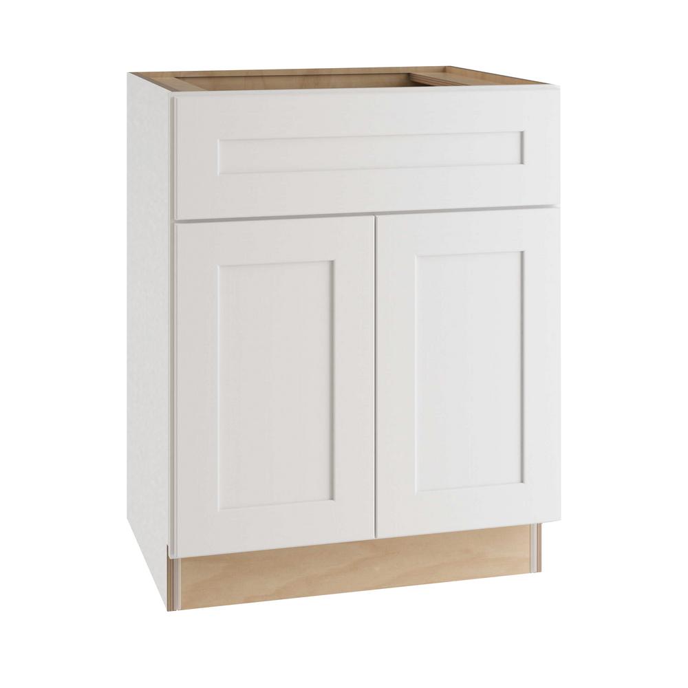 Home Decorators Collection Newport Assembled 27 X 345 X 21 In Plywood Shaker Vanity Sink Base Cabinet Soft Close In Painted Pacific White Vsb2721 Npw The Home Depot