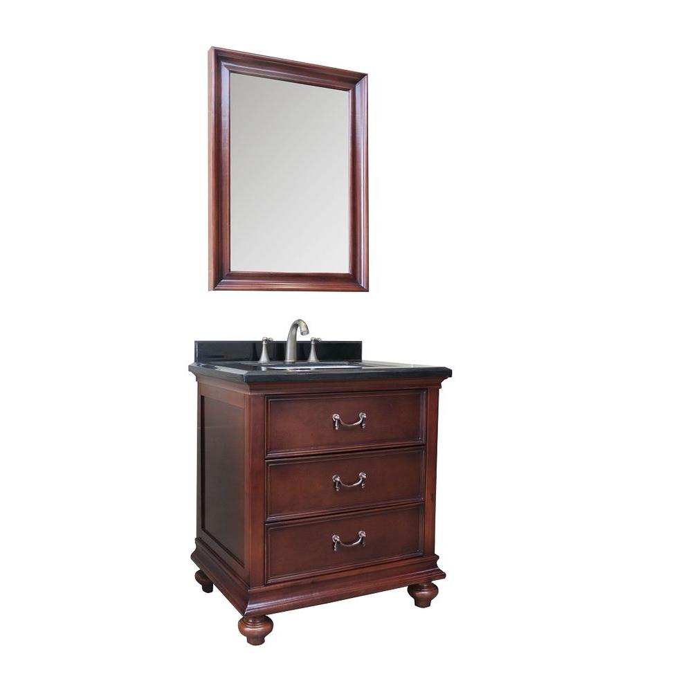 Dreamwerks 30 in. Vanity in Dark Brown with Marble Vanity Top in Black