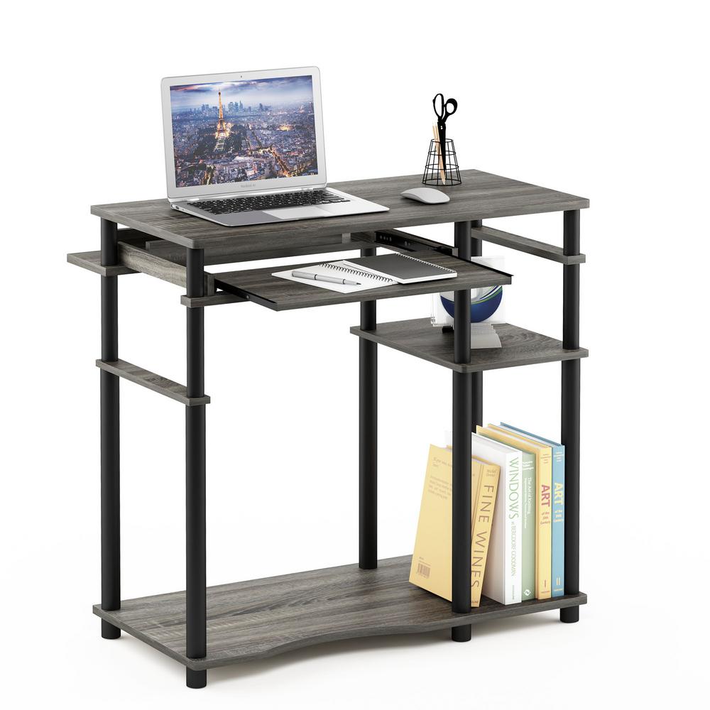 Furinno Abbott French Oak Gray Computer Desk With Bookshelf Furinno Abbott French Oak Gray Computer