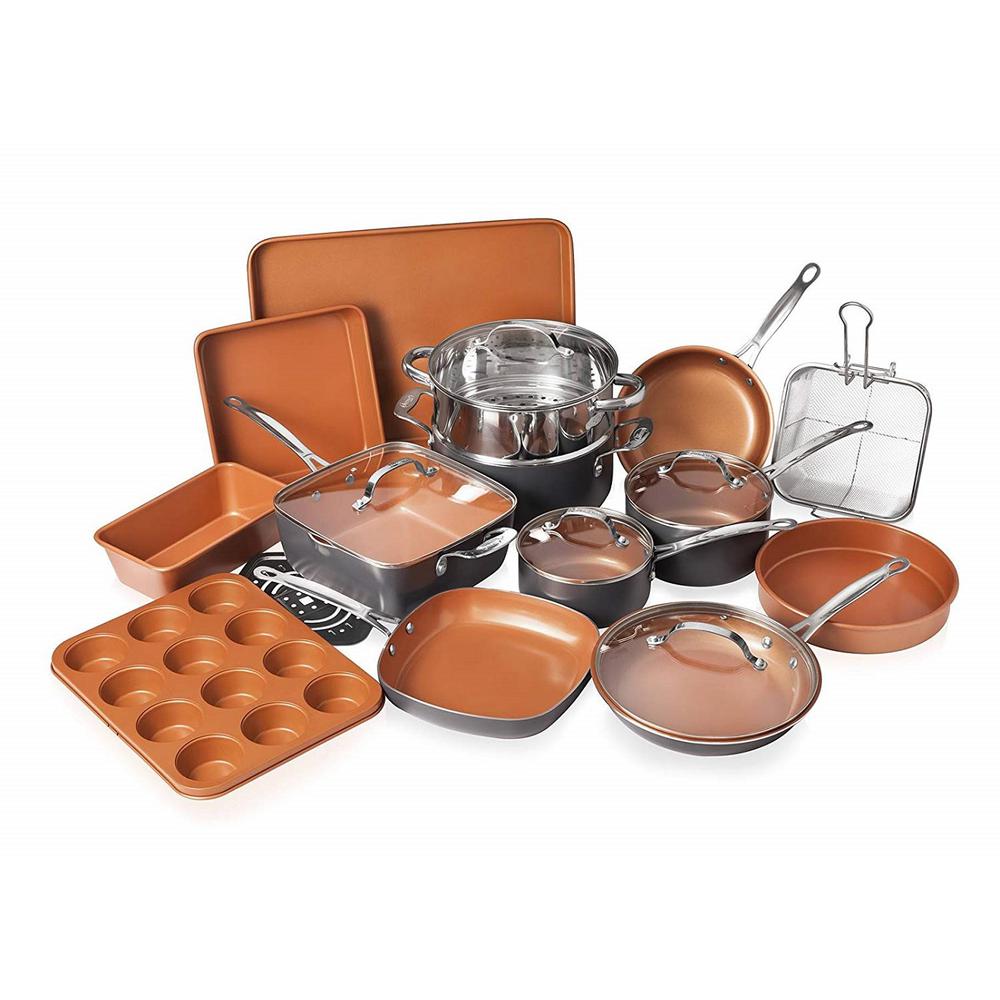 Gotham Steel 20 Piece Non Stick Ti Ceramic Cookware Set With Lids Gotham Steel 20 Piece Non Stick Ti Ceramic Cookware Set With Lids And Bakeware