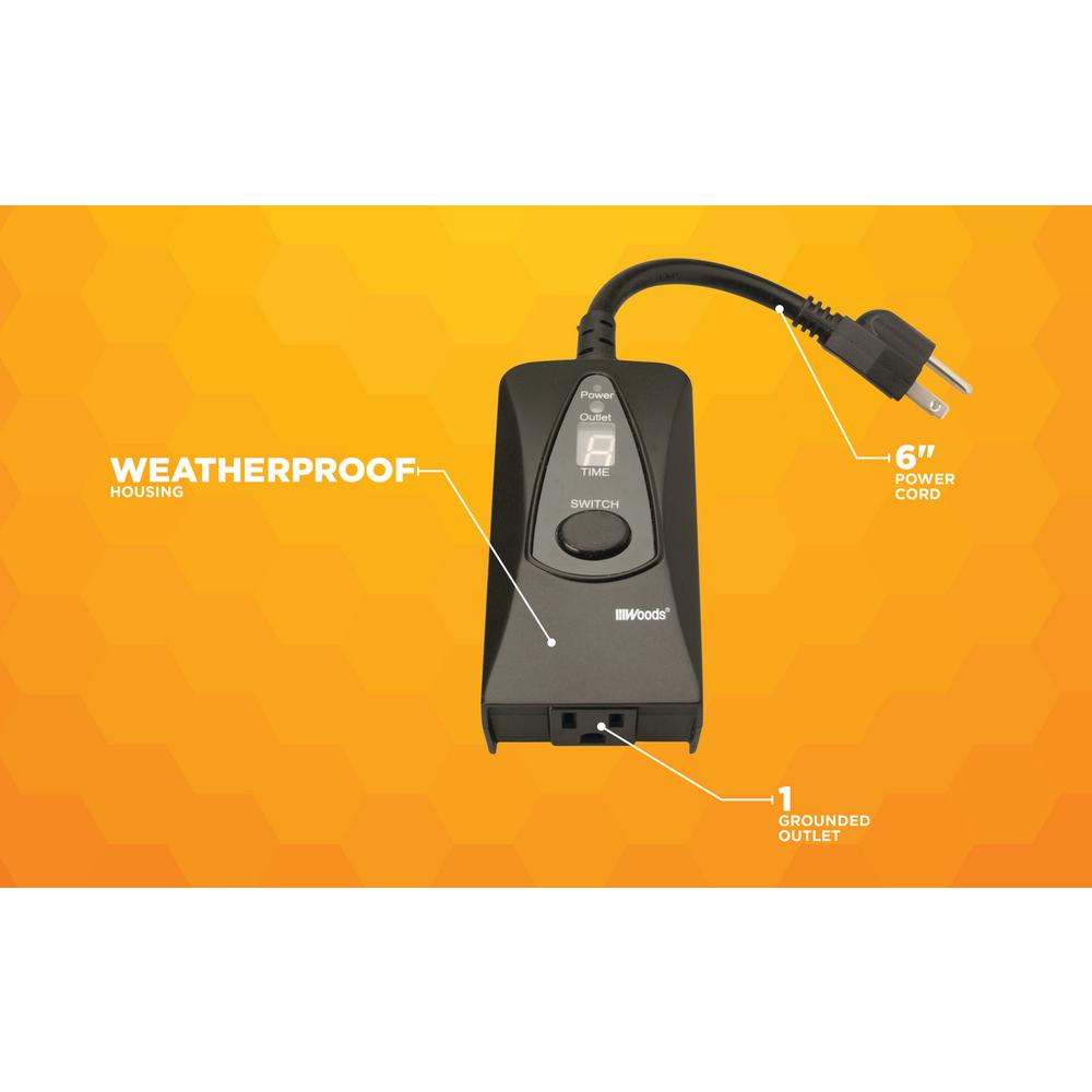 Woods 15 Amp 24 Hour Outdoor Plug In Photocell Light Sensor Single Digital Timer Black 50013wd The Home Depot Woods 15 Amp 24 Hour Outdoor Plug In, Outdoor Timer For Lights Home Depot
