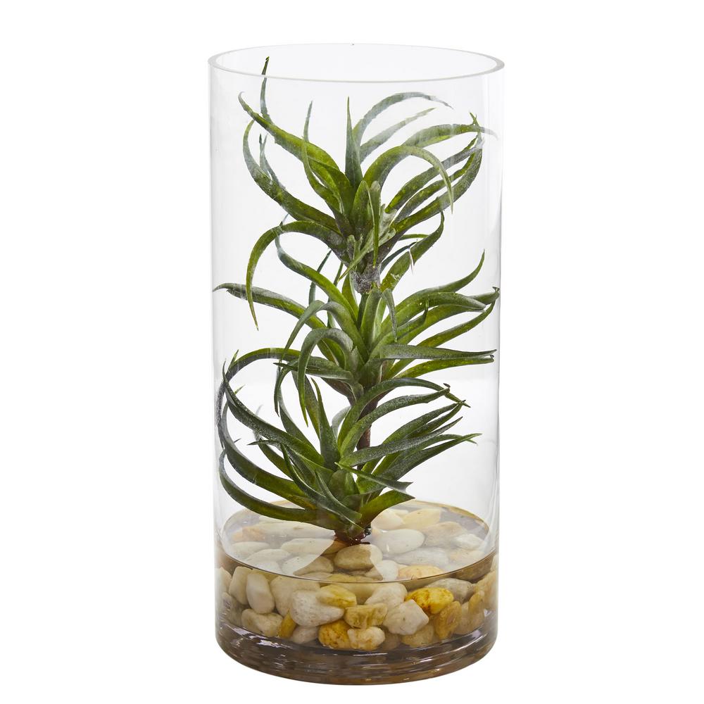 Nearly Natural Indoor Air Plant Artificial Succulent In Glass Vase