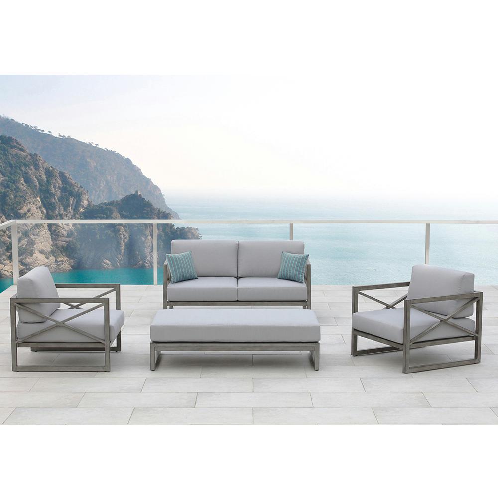 Ove Decors Galia Gray 4 Piece Aluminum Patio Deep Seating Set With Ove Decors Galia Gray 4 Piece Aluminum Patio Deep Seating Set With Cushions
