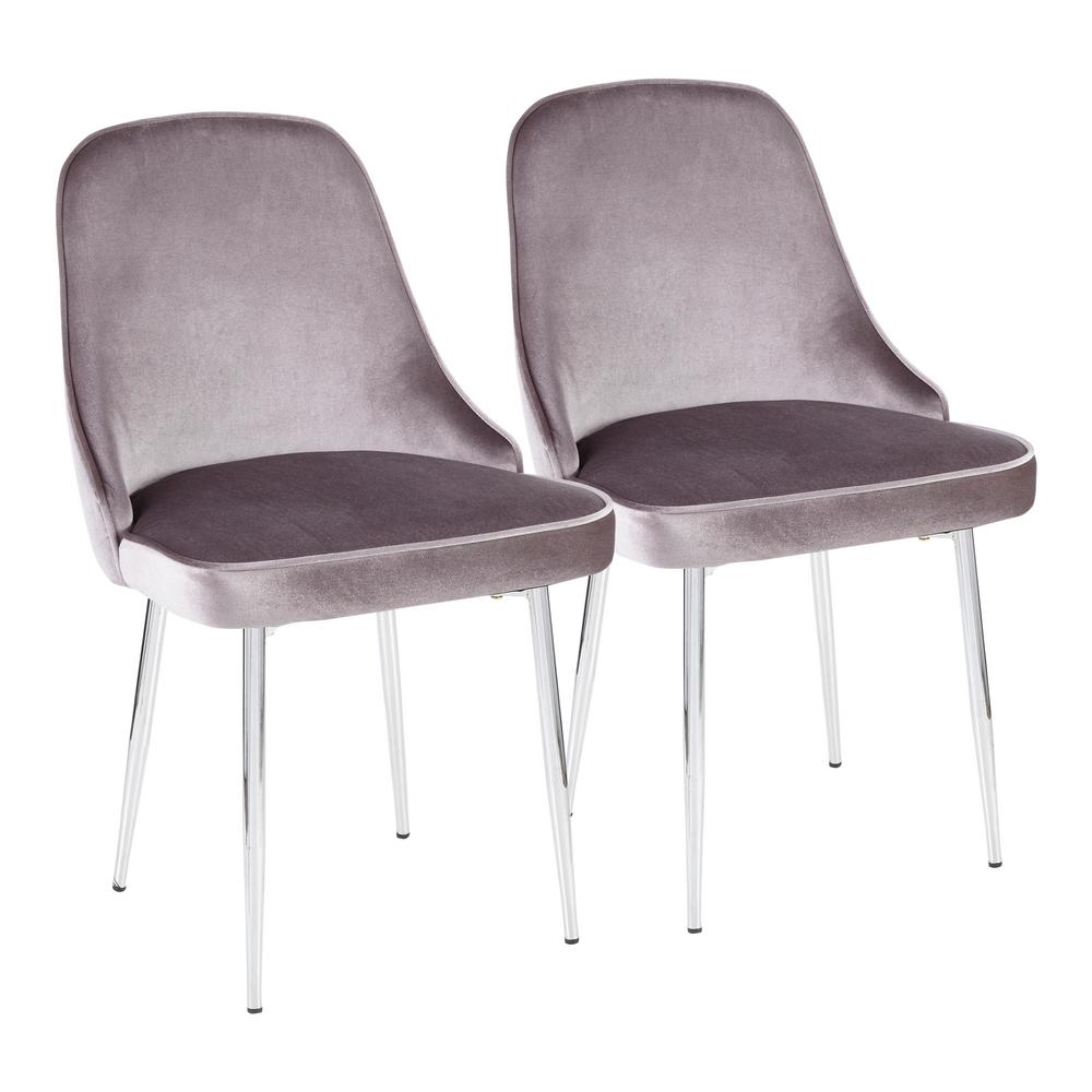 Lumisource Chrome And Silver Marcel Velvet Dining Chair Set Of 2 Lumisource Chrome And Silver Marcel Velvet Dining Chair Set Of 2