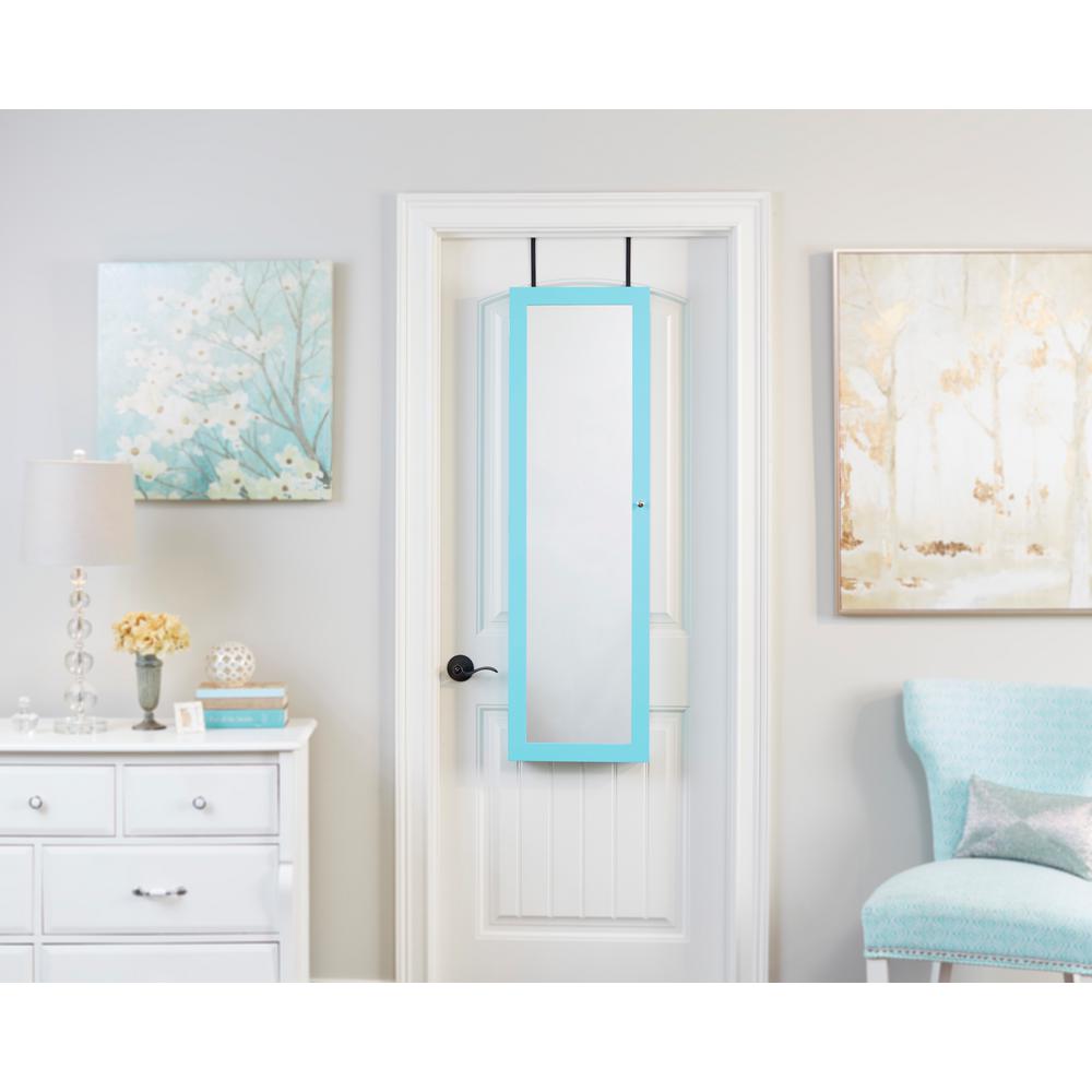 Innerspace Luxury Products Turquoise Mirrored Jewelry Armoire