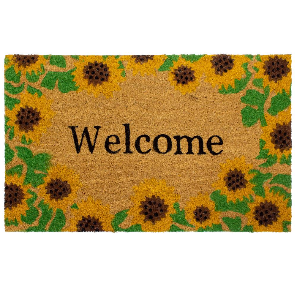 Storm Stopper Welcome With Sunflowers Indoor Outdoor Printed Coir Mat