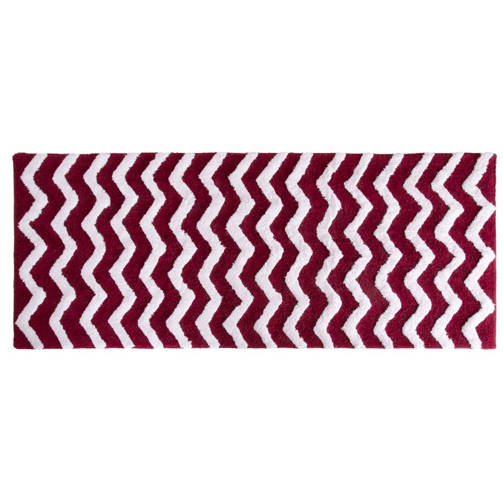 Lavish Home Chevron Burgundy 24 In X 60 In Bathroom Mat 67 0026