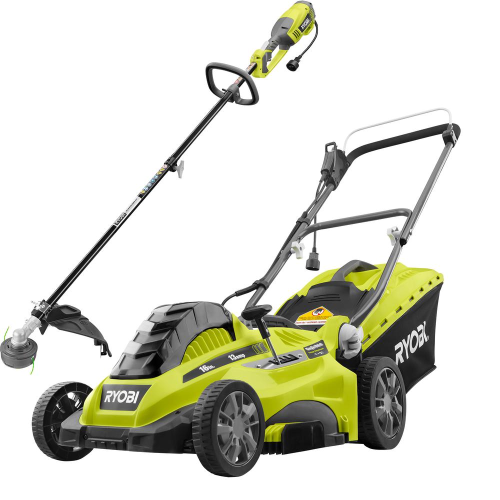 RYOBI 16 in. 13 Amp Corded Electric Walk Behind Push Mower and 10 Amp